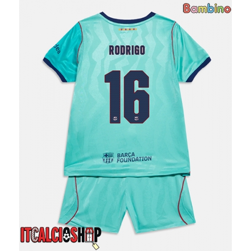 Barcelona Rodri Hernandez #16 Terza Maglia Bambino 2026-27 Manica Corta (+ Pantaloni corti)